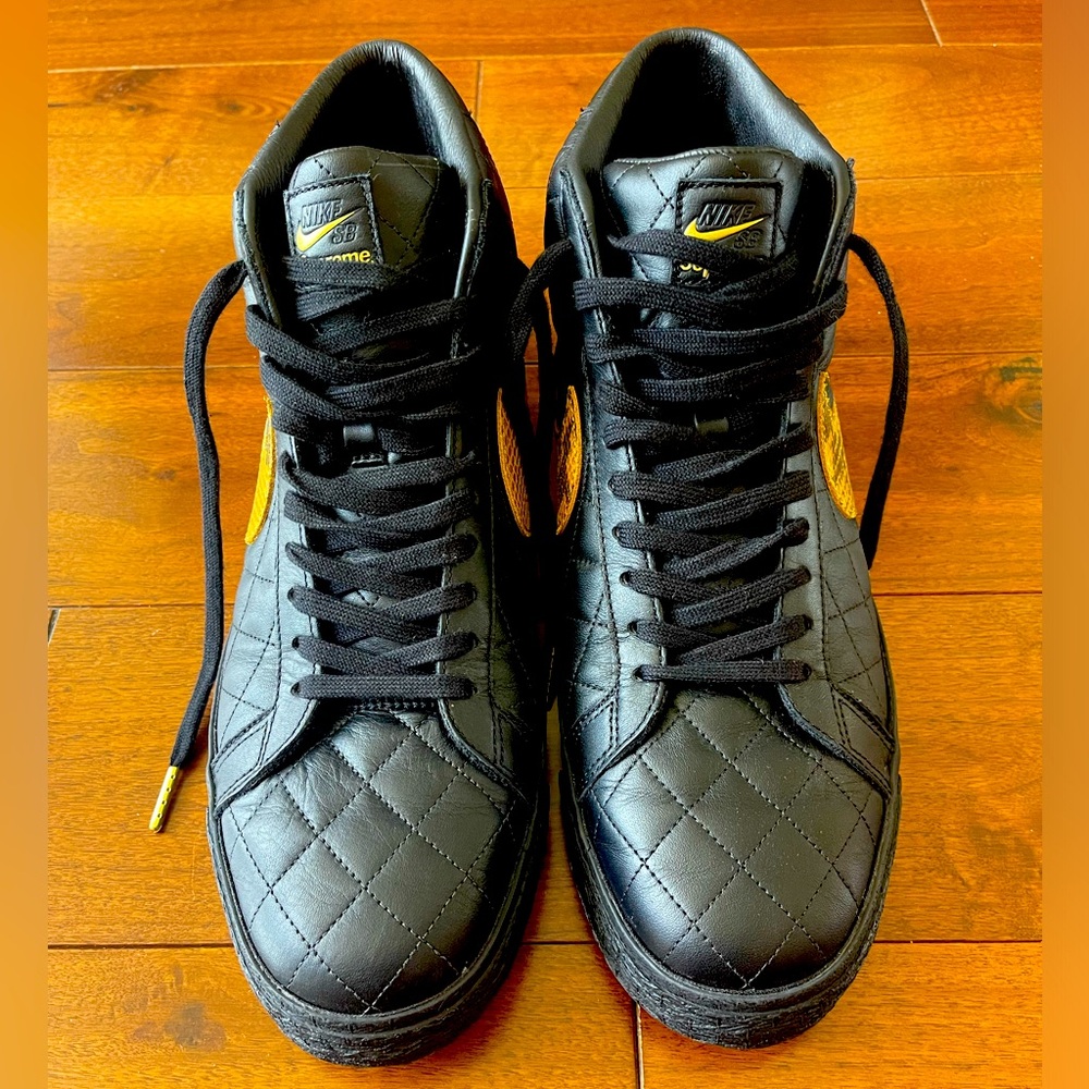 Nike Supreme Blazer Mid Zoom QS Black and Gold Quilted Leather